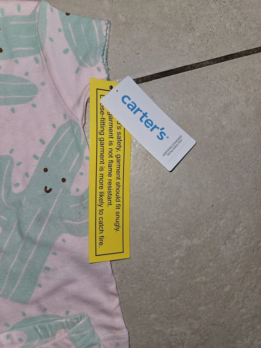 Carter's Pink & Mint Cactus Two-Piece Pajama Set